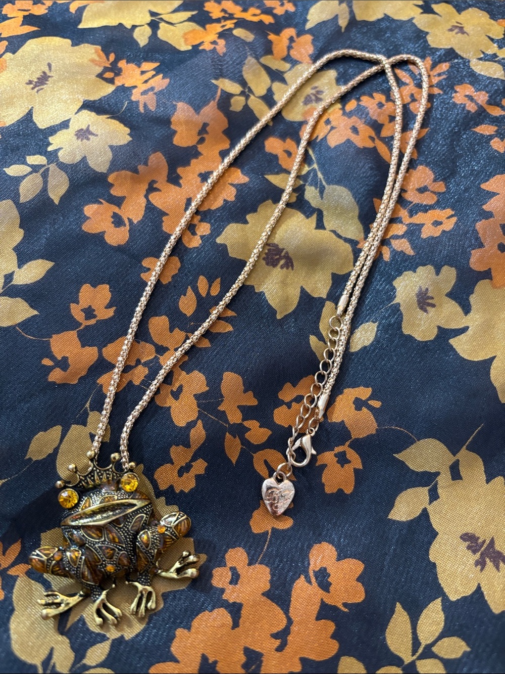 Betsey Johnson Frog Prince Pendant Necklace and Brooch
